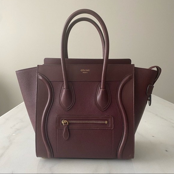 Celine Travel Tote in Burgundy - Picture 4 of 9
